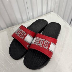 Red and Black Buckeyes Slide Sandals size 13-14 men’s